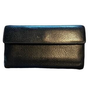 KATE SPADE Black Leather Wallet Hand Purse Multi Comparment Snap Closure Card